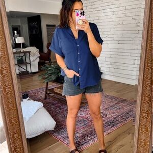 Navy Button Down Tee